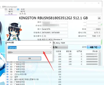「CrystalDiskInfo」设置字体方法步骤图文详解